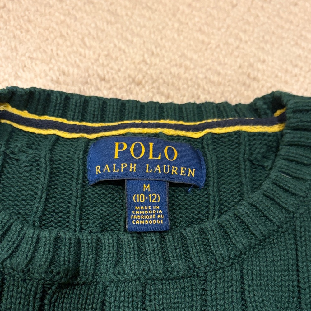 Polo by Ralph Lauren Boy’s Dark Green Crewneck Sweater - Picture 2 of 4